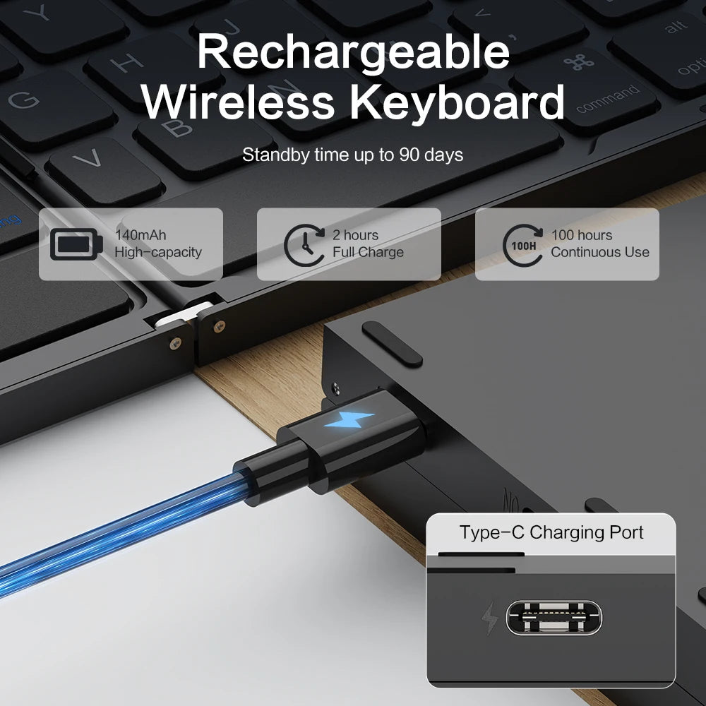 Folding Portable Wireless Keyboard Fordable BT Keyboard Travel Pocket Keyboard for Macos Windows Android Ios Smartphone Tablet
