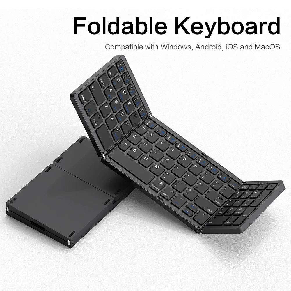 Folding Portable Wireless Keyboard Fordable BT Keyboard Travel Pocket Keyboard for Macos Windows Android Ios Smartphone Tablet