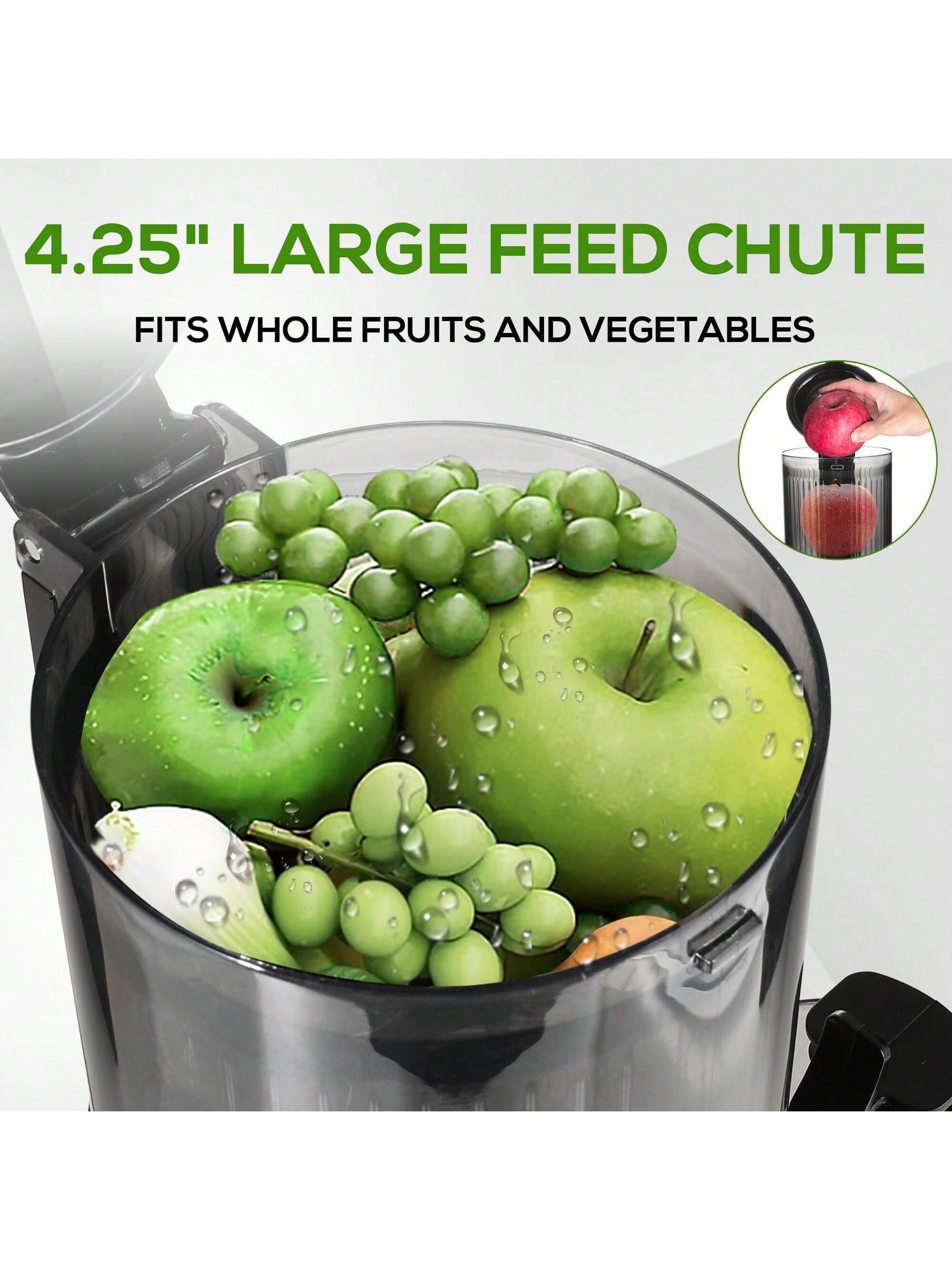 Salibarry Cold Press Juicer, Salibarry Slow Masticating Juicer Machines with 4.1" Large Feed Chute Fit Whole Vegetable and Fruit, Self Feeding Slow Juicer Easy to Clean, Quiet Motor Fruit Presses for Household Purposes