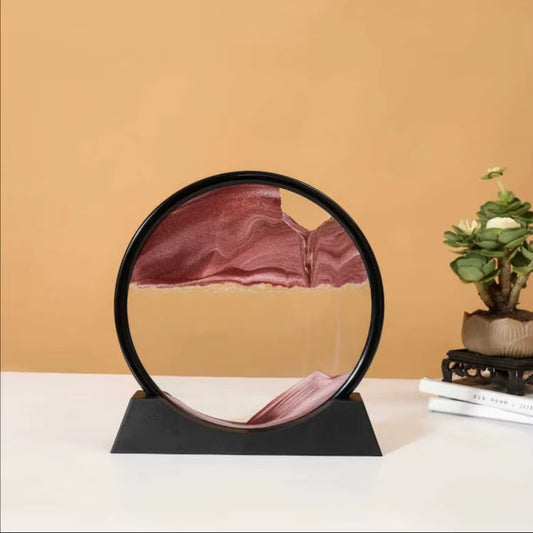 Creative 3D Moving Sand Art Liquid Hourglass round Glass Flowing Sand Collectible Figurines Home Decor Crafts Decorative Gifts