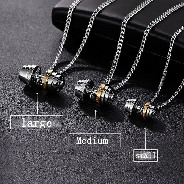 Barbell Necklace Male necklace stainless steel mens Couple pendants Fitness sports man accesories jewelry for neck