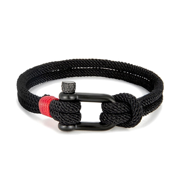 MKENDN Men's Nautical Double Strand U shape Shackle Survival Rope Bracelet Women Outdoor Camping Rescue Emergency Rope Jewelry
