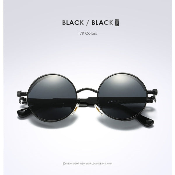 Silver Black Metal Polarized Sunglasses Gothic Steampunk Sunglasses Mens Womens Fashion Retro Vintage Shield Eyewear Shades 2020