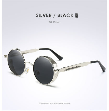 Silver Black Metal Polarized Sunglasses Gothic Steampunk Sunglasses Mens Womens Fashion Retro Vintage Shield Eyewear Shades 2020