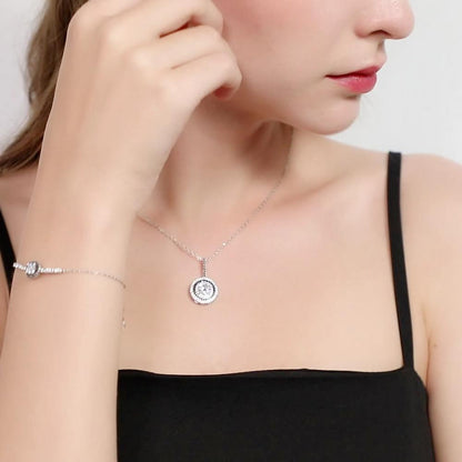 New Classic Silver Color Slide Necklace Women Jewelry Round Bijoux Femme Necklaces&Pendants P074