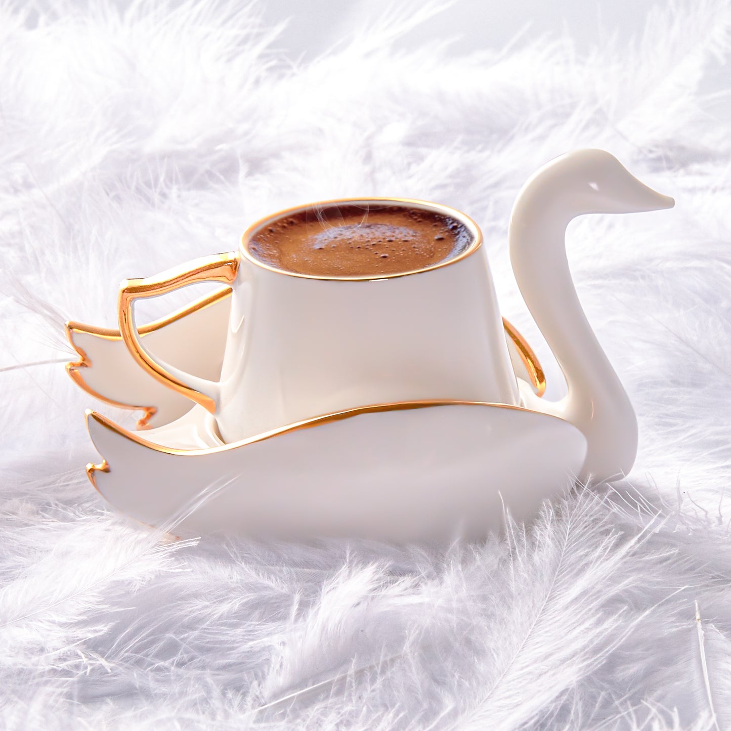 صنع في كاراجا التركية طقم من فنجانين Roe Swan Coffee Cup Set - 2 cups set