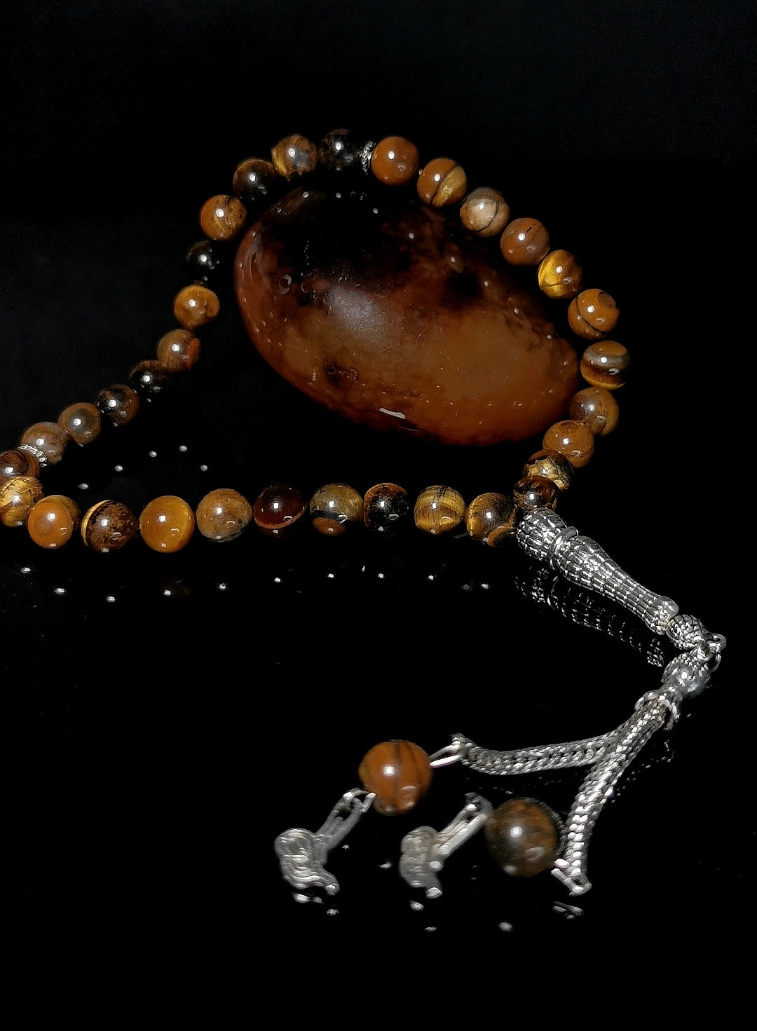 100% Natural Tiger Eye Stone Rosary Masbaha.25