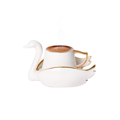 صنع في كاراجا التركية طقم من فنجانين Roe Swan Coffee Cup Set - 2 cups set