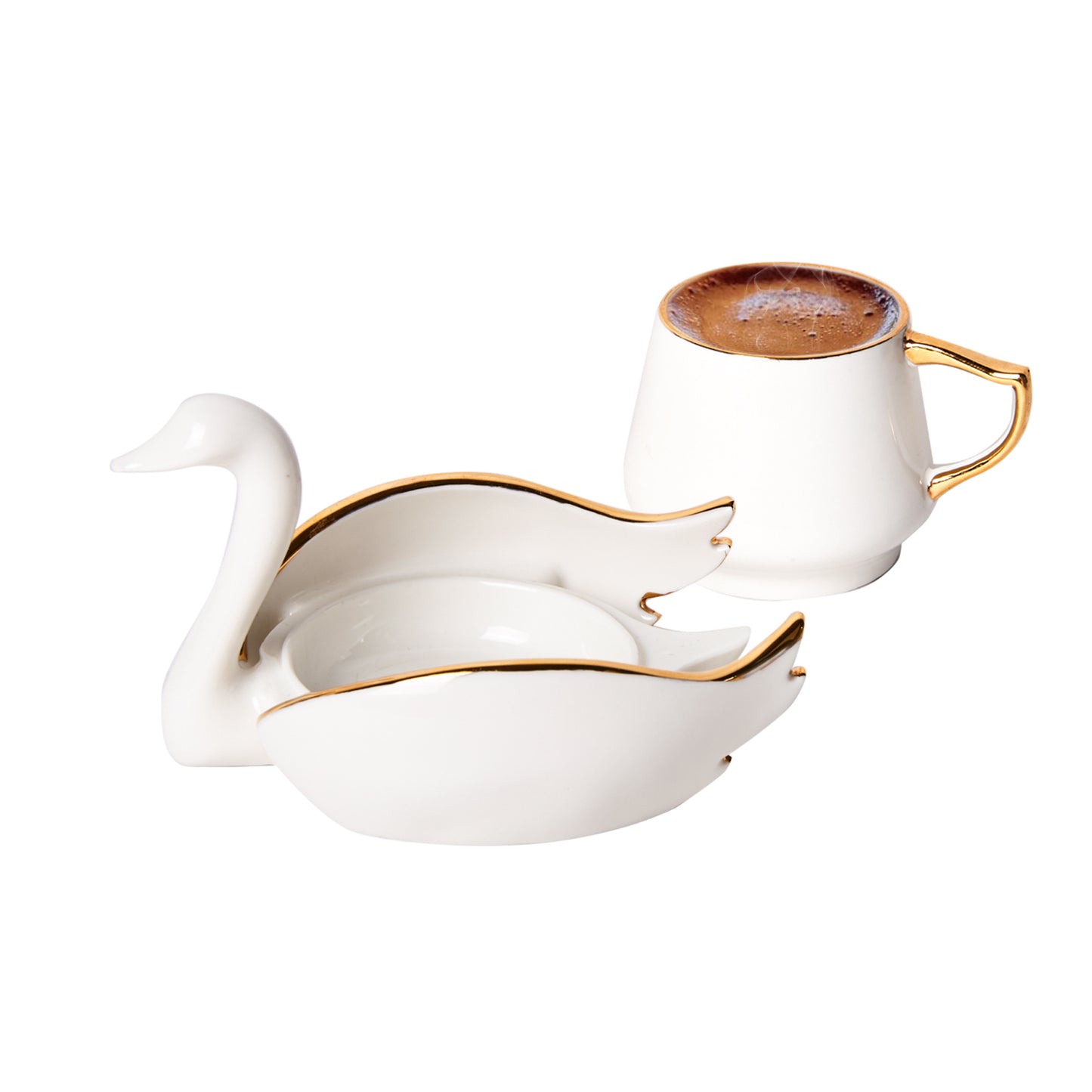 صنع في كاراجا التركية طقم من فنجانين Roe Swan Coffee Cup Set - 2 cups set