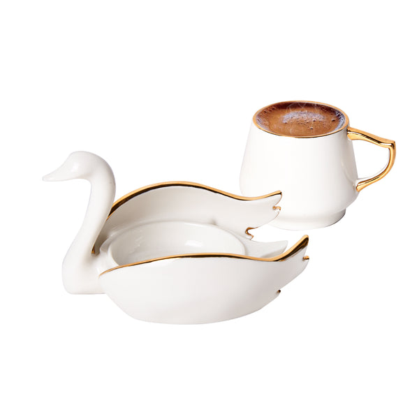صنع في كاراجا التركية طقم من فنجانين Roe Swan Coffee Cup Set - 2 cups set