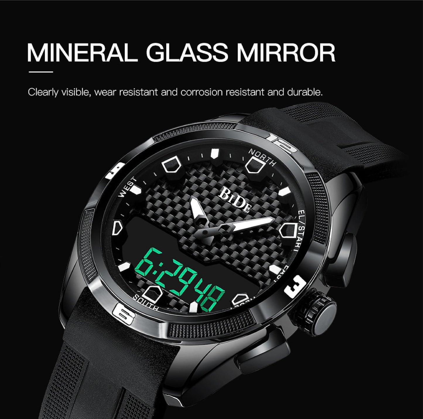 Bide.02 LED Dual Display Shock Rubber watch