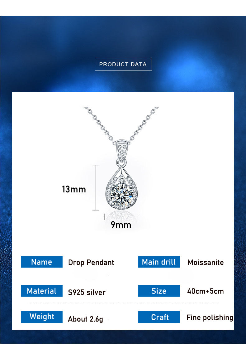 Moissanite Pendant Simulated Diamond Necklace S925 M4 moissanite سلسلة الماس  من فضة ستيرلنج ٩٢٥، الالماس ١ قراط