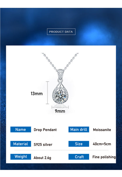 Moissanite Pendant Simulated Diamond Necklace S925 M4 moissanite سلسلة الماس  من فضة ستيرلنج ٩٢٥، الالماس ١ قراط