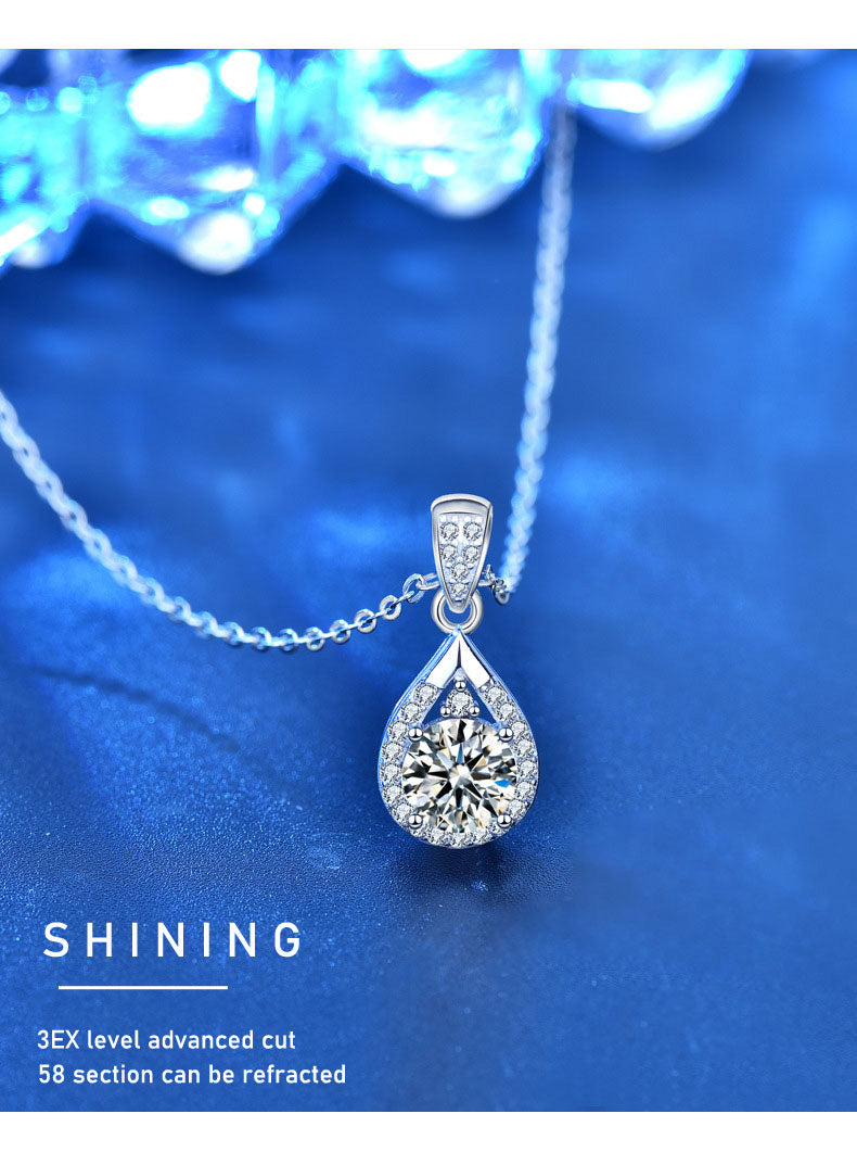 Moissanite Pendant Simulated Diamond Necklace S925 M4 moissanite سلسلة الماس  من فضة ستيرلنج ٩٢٥، الالماس ١ قراط