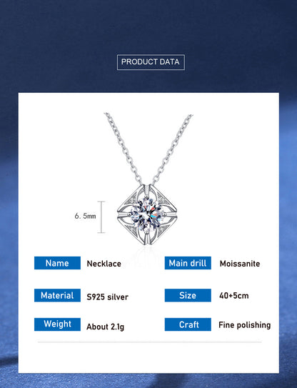 Moissanite Pendant Simulated Diamond Necklace S925 M4 moissanite سلسلة الماس  من فضة ستيرلنج ٩٢٥، الالماس ١ قراط