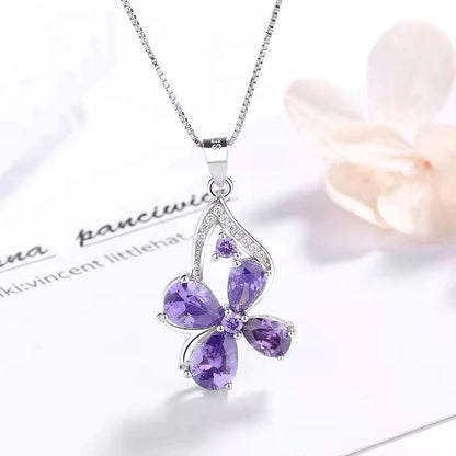 Flower Swarovski Necklace Set of2 Pieces