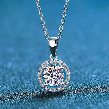 Moissanite Necklace Pendant for Women (Moissanite.01) سلسلة الماس  من فضة ستيرلنج ٩٢٥