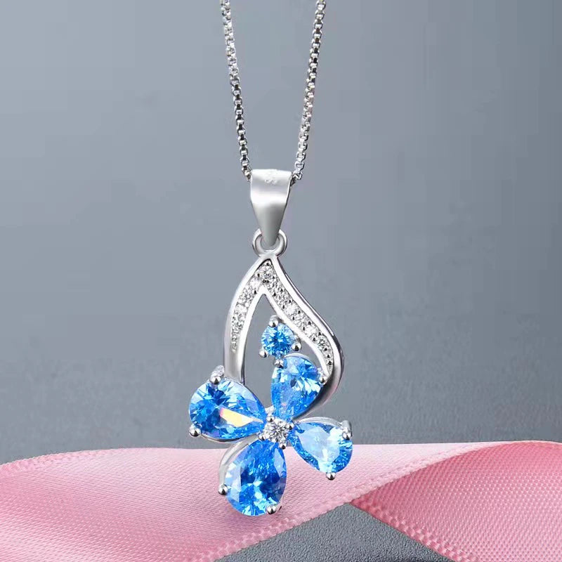 Flower Swarovski Necklace Set of2 Pieces