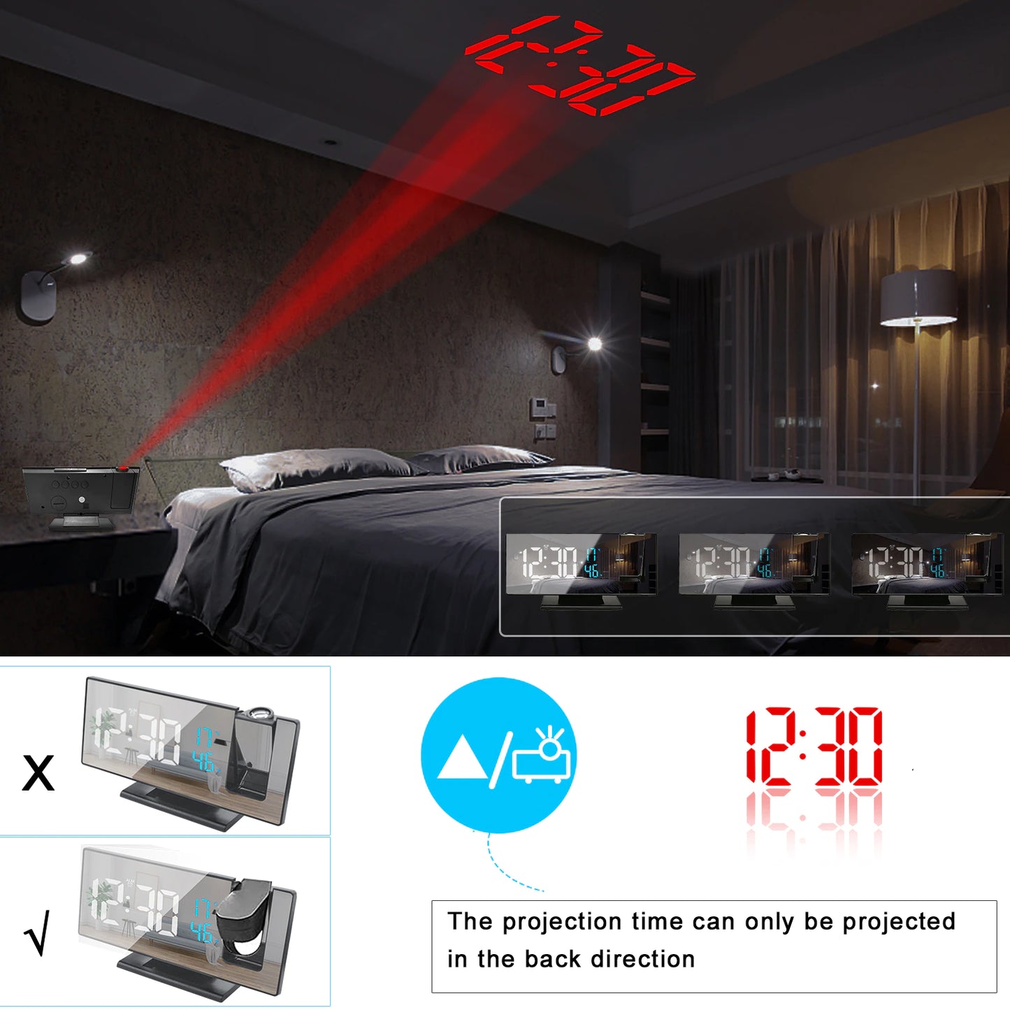 LED 3D Mirror Clock Display