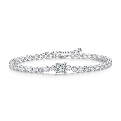 Moissanite Simulated Diamond Bracelet S925 أساور الماس من فضة ستيرلنج ٩٢٥