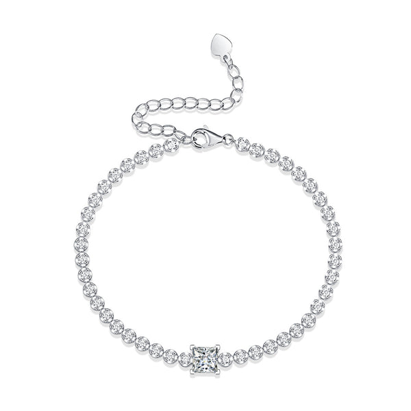 Moissanite Simulated Diamond Bracelet S925 أساور الماس من فضة ستيرلنج ٩٢٥