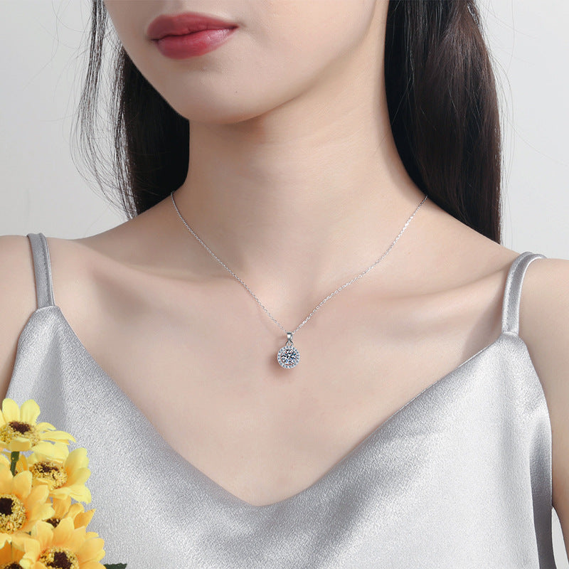 Moissanite Necklace Pendant for Women (Moissanite.01) سلسلة الماس  من فضة ستيرلنج ٩٢٥