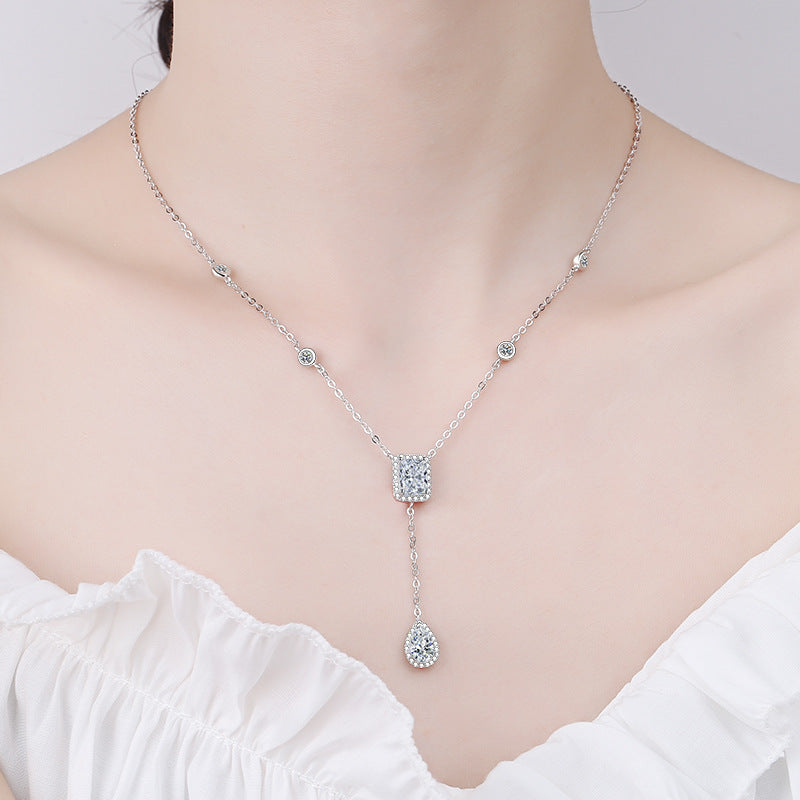 Moissanite Necklace Pendant for Women (Moissanite.01) سلسلة الماس  من فضة ستيرلنج ٩٢٥