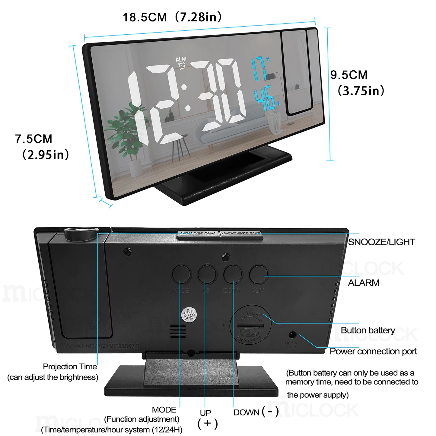 LED 3D Mirror Clock Display