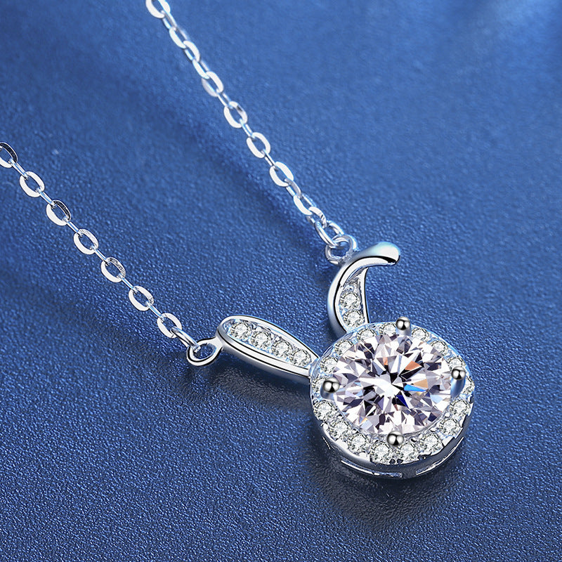 Moissanite Pendant Simulated Diamond Necklace S925 M4 moissanite سلسلة الماس  من فضة ستيرلنج ٩٢٥، الالماس ١ قراط