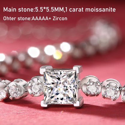 Moissanite Simulated Diamond Bracelet S925 أساور الماس من فضة ستيرلنج ٩٢٥