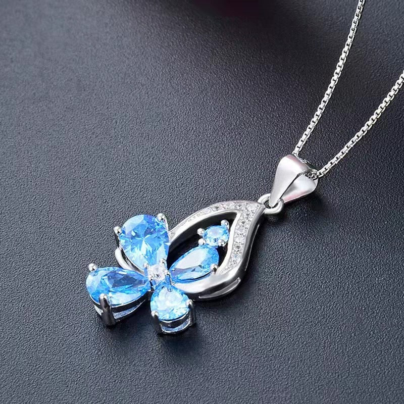 Flower Swarovski Necklace Set of2 Pieces