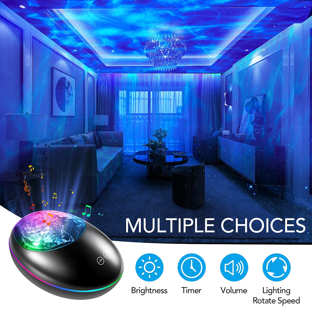 2in1 Galaxy Projector Speaker Ocean Wave Night Light with White Noise