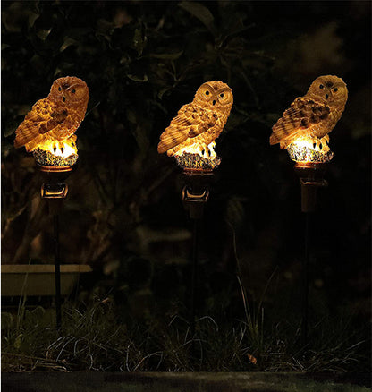 Solar Powered LED Lights Garden Owl Animal Lamp