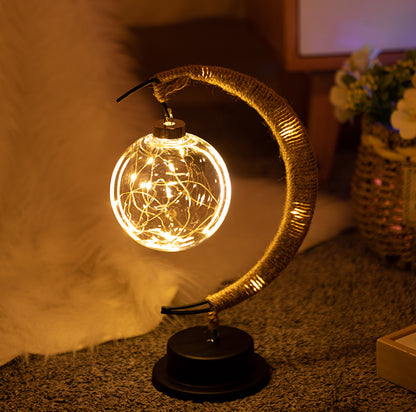 Handmade Ratan Moon Lamp