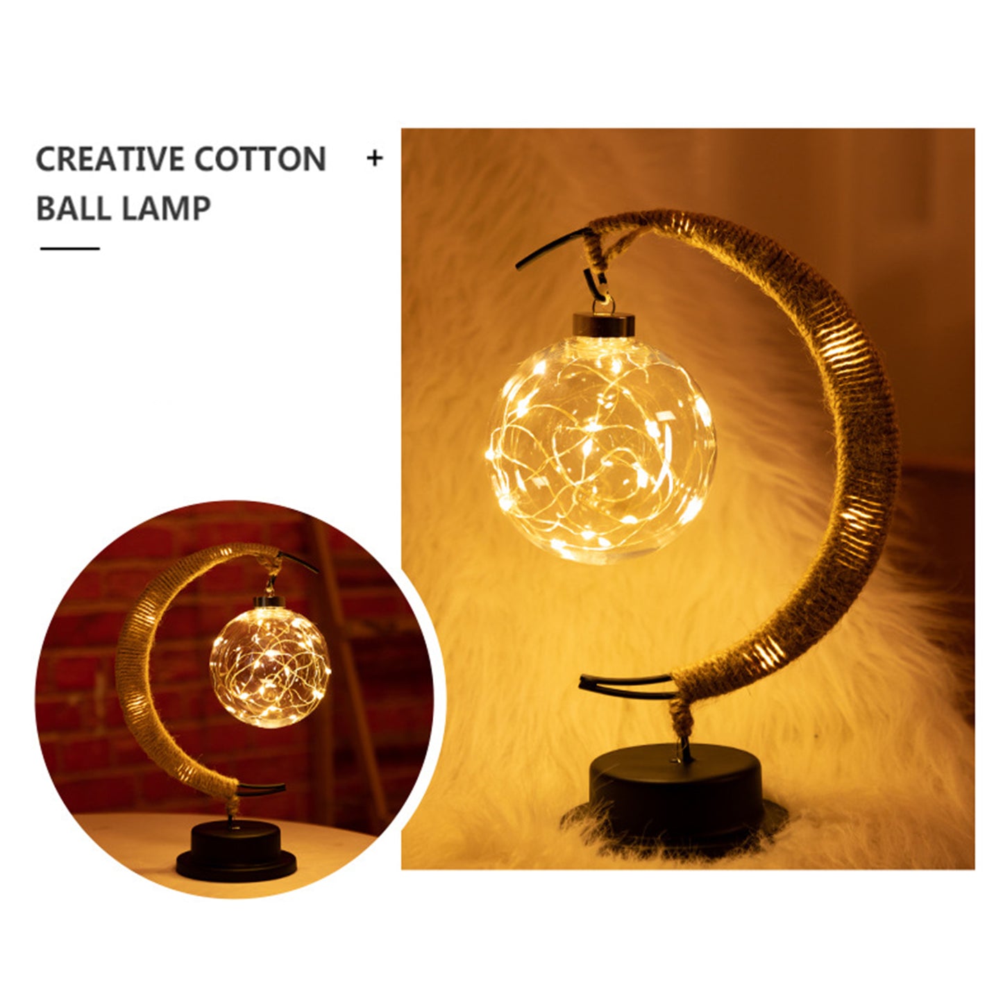 Handmade Ratan Moon Lamp