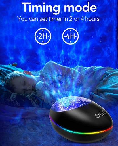 2in1 Galaxy Projector Speaker Ocean Wave Night Light with White Noise